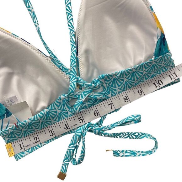 Land’s End Women’s Push-Up Triangle Banded Bikini Tropics Top • Small • NWT - Picture 4 of 5